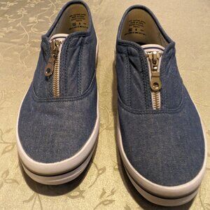 Balloons women's denim fabric zip front sneakers, blue, size 8